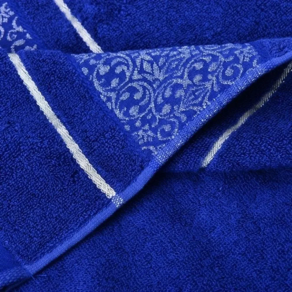 Towel Set Set of 2 Rayon and Cotton Blue